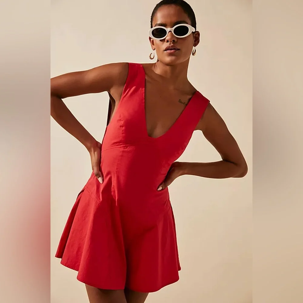 Free People Red Eye Catching Mini Dress - Picture 1 of 5